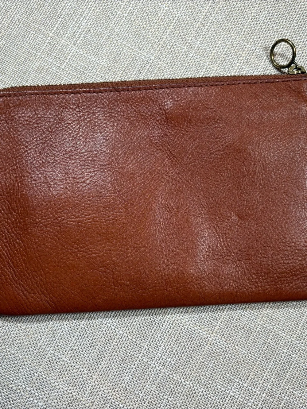 Madewell Leather Zip Clutch in Warm Brown